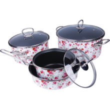 Enamel Casserole with All Flower Decals (LF-A001)